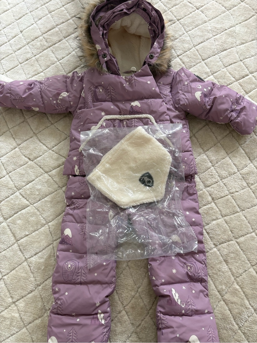 deux par deux baby snug car seat adaptable Cream & Purple Baby Jacket